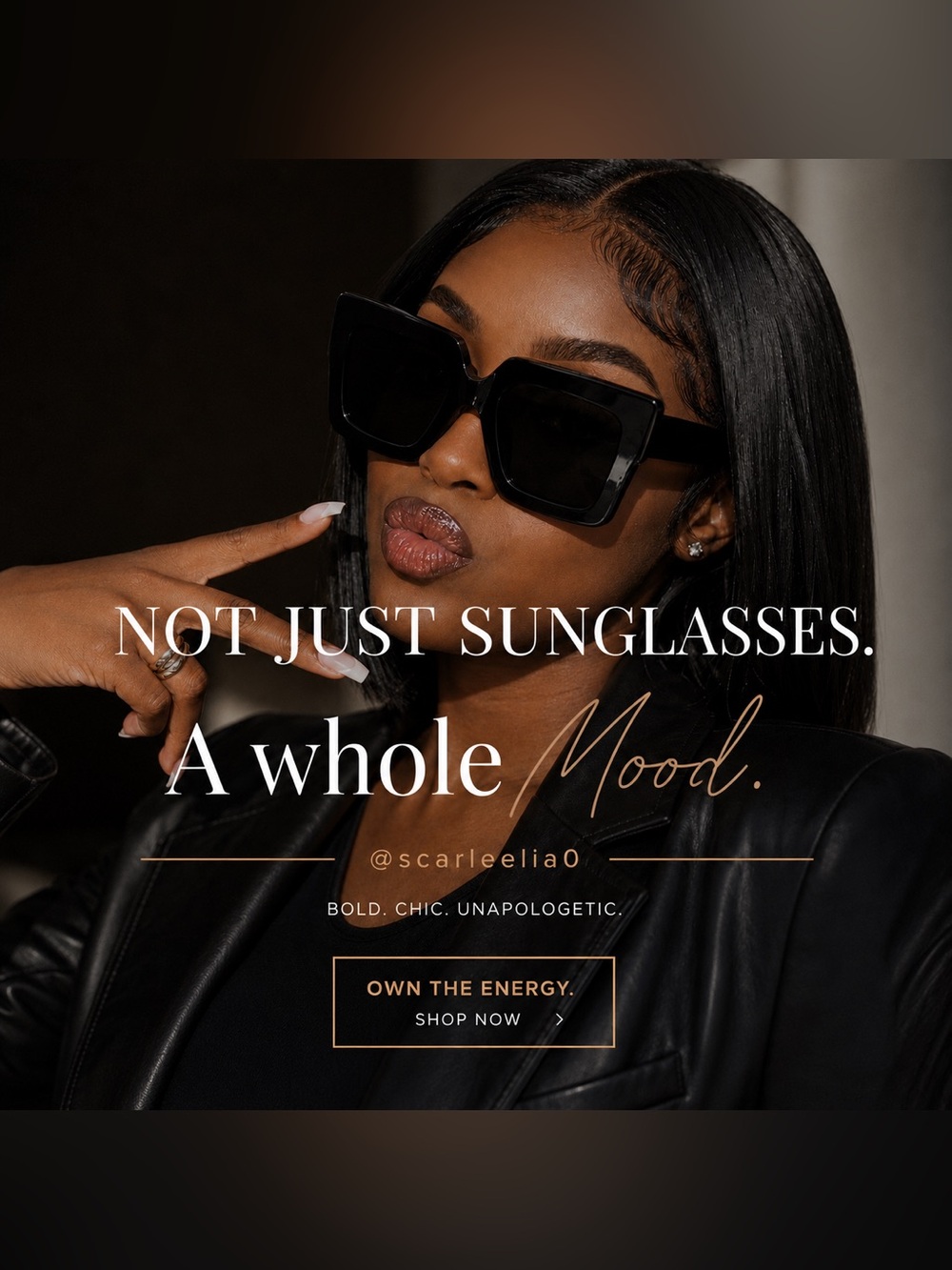 Womens Square Black Sunglasses Oversized Trendy Chic Style